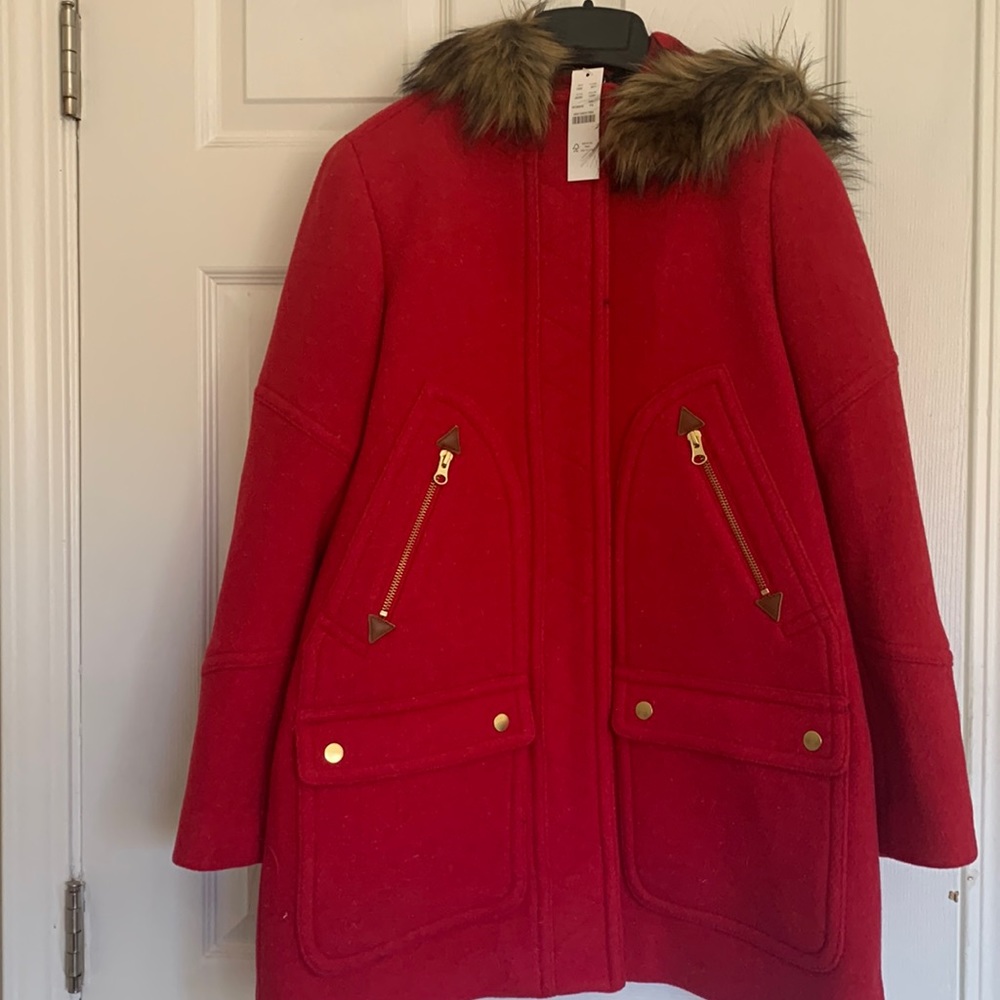 J. Crew Chateau parka in Italian stadium-cloth wool in heather red pink